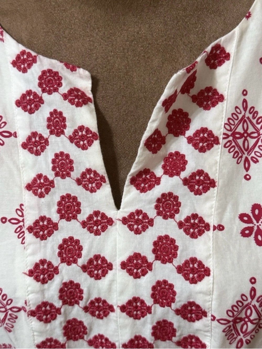 Talbots White Midi Dress with Red Paisley Print - Picture 2 of 6